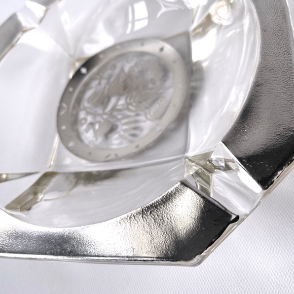 Vintage Sterling Silver 8" Cigar Georges Briard Square Glass Mid Century Ashtray - Picture 9 of 15